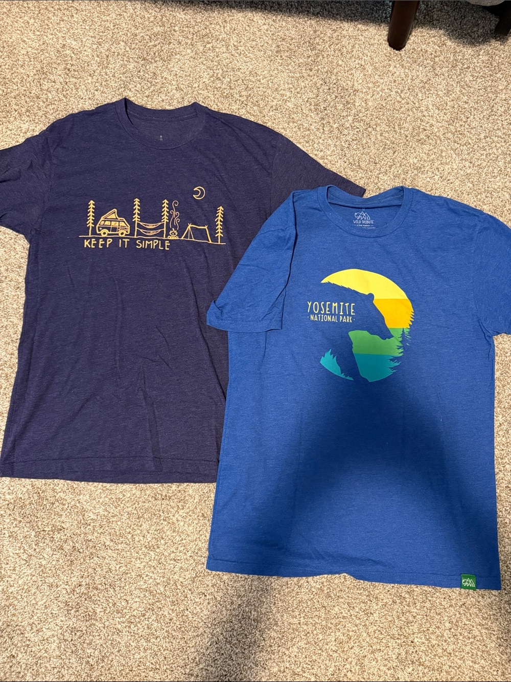 Wild Tribute Men’s t-shirt 2 pack. Yosemite National Park, Keep it Simple size M